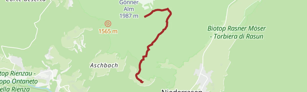 Route map: Alpine hike to Aschbach and Redensberg Alm hut
